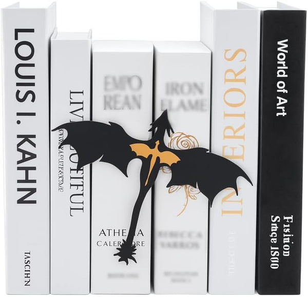YUKEI Metal Fantasy Dragon Shelf Decor 4th Wing Dragon Silhouette Bookend Ornament for