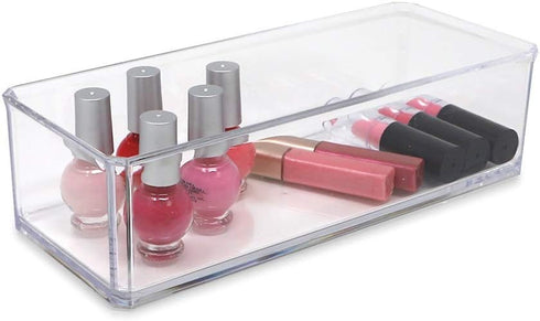 Isaac Jacobs Clear Acrylic Rectangular Stackable Storage Organizer, 9" L x 3.5" W x 2.5" H, Multi-Functional