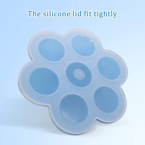 Webake Baby Food Freezer Trays with Lid, Silicone Ice Cube Molds with 7 Ice Pop Sticks, Set of 2