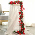 Lannu 2 Pack Artificial Rose Vine Flowers, Fake Garland Ivy Plants for Home Wedding Party Decorations (HOT Pink)