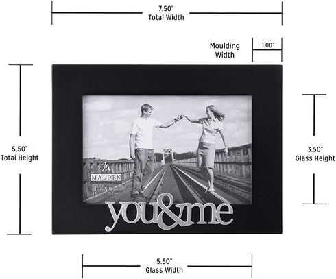 Malden International Designs Expressions You and Me Black Wood Picture Frame, 4x6