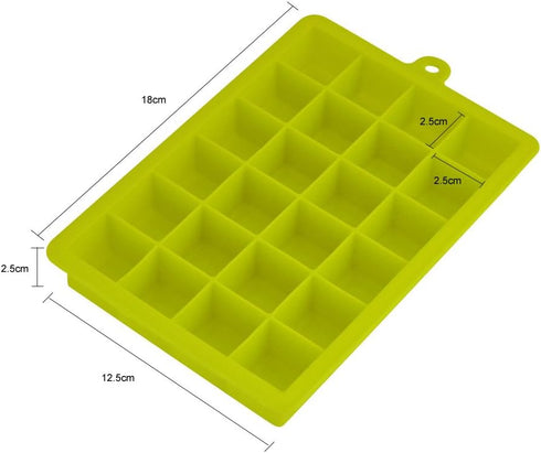 Ice Cube Tray, Silicone Square Ice Trays Easy Release Stackable Ice Cube Mold with Removable Lid, 24 Cavity (2 Pack,