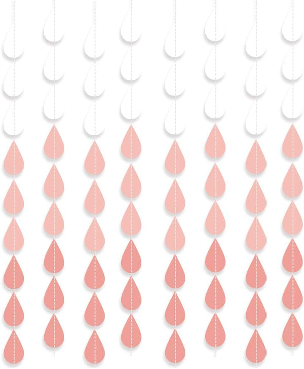 Baby Shower Decorations for Girl - Pink Party Hanging Raindrop Garland, Wedding Supplies, Birthday Banners Decor Set