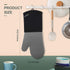 sungwoo Extra Long Silicone Oven Mitts, Heat Resistant Gloves, Non-Slip Textured Grip, 14.6 Inch Grey & Black