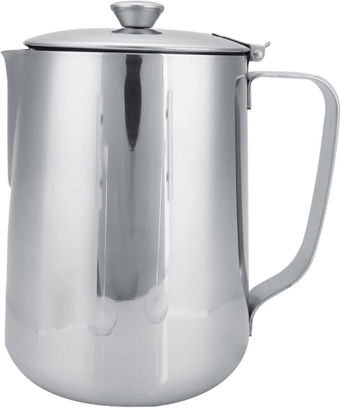 Stainless Steel Milk Frothing Pitcher with Lid for Latte Coffee Art, 1500ML, for Office Kitchen with Handle
