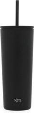 Simple Modern Insulated Tumbler with Lid and Straw, 24oz Iced Coffee Cup, Midnight Black