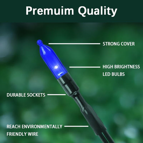 50 16 9 6 LAMPHOME LED Blue Christmas Lights Outdoor, FT Mini String Light with Modes & Hour Timer, Waterproof Battery