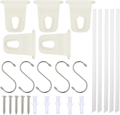 5 Pcs White Awning Clothes Hook for RV Caravan Camper, Organizer Rack Hanger for Outdoor Car Tools