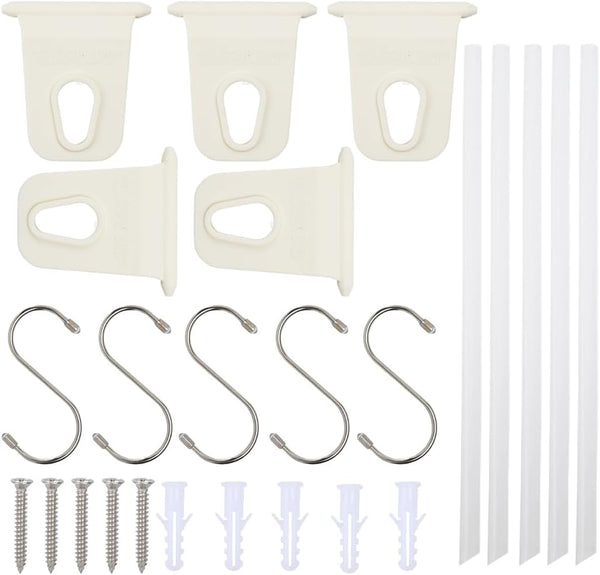 5 Pcs White Awning Clothes Hook for RV Caravan Camper, Organizer Rack Hanger for Outdoor Car Tools