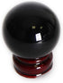 JIC Gem Small Black Obsidian Sphere Ball with Wooden Stand for Fengshui Healing Crystal Decoration (2.2", 55mm)