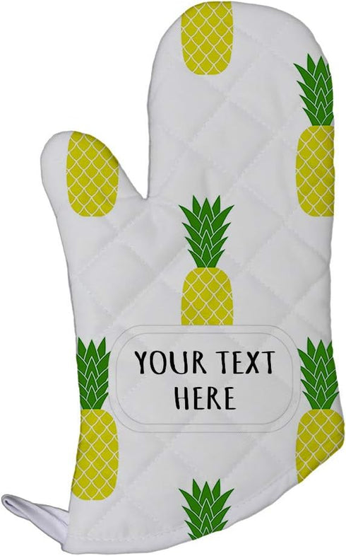 Polyester Oven Mitt, Custom Pineapple Seamless Pattern, Adults Kitchen Mittens