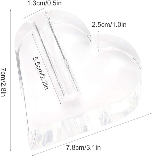 24k Rose Display Stand - Heart-Shaped Stand for Single Real Roses or Artificial Flower Base, Transparent Shelf Support