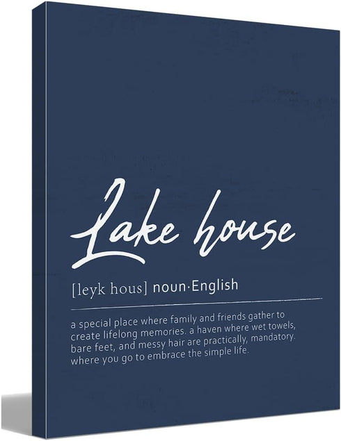 BIWSHA Navy Canvas Wall Art Prints Decor for Lake House, Lake Themed Paintings, 11x14 Inches, Gifts for Lake Lovers