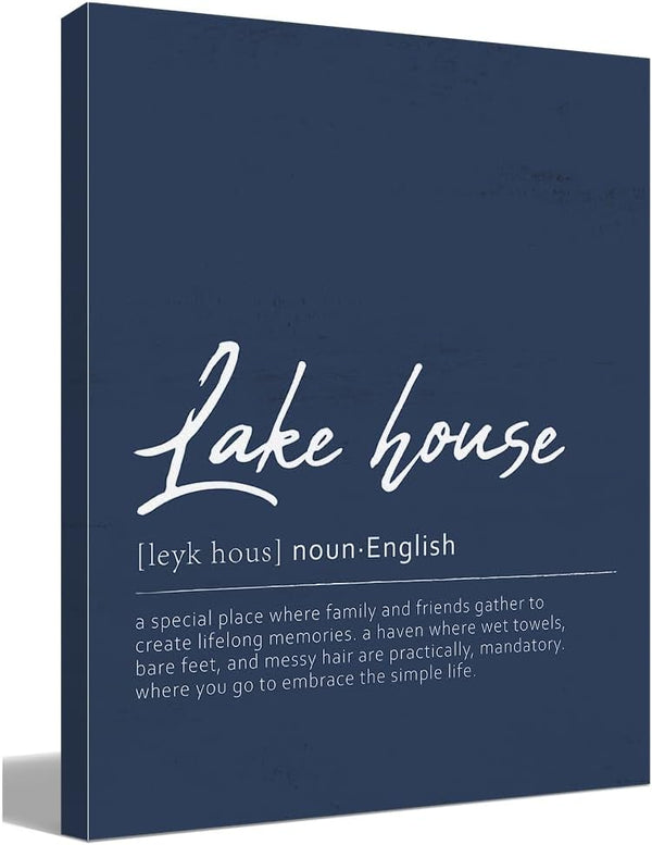 BIWSHA Navy Canvas Wall Art Prints Decor for Lake House, Lake Themed Paintings, 11x14 Inches, Gifts for Lake Lovers