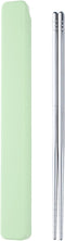 Metal Chopsticks, 1 Pair Reusable Stainless Steel with Pull Design Case for School, Home, Office, Camp