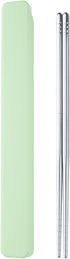 Metal Chopsticks, 1 Pair Reusable Stainless Steel with Pull Design Case for School, Home, Office, Camp