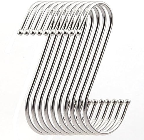 10 Pack Premium 4.5 inch Heavy Duty Stainless Steel S Hooks, Ideal for Hanging Pots, Pans, Plants