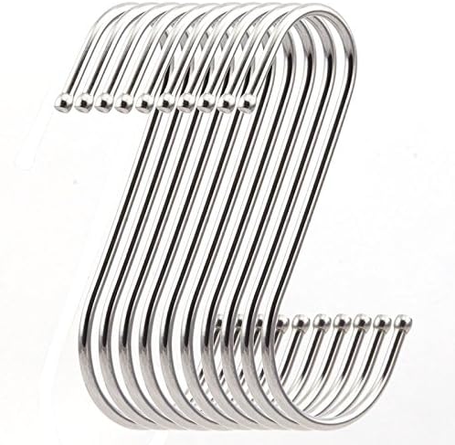 10 Pack Premium 4.5 inch Heavy Duty Stainless Steel S Hooks, Ideal for Hanging Pots, Pans, Plants