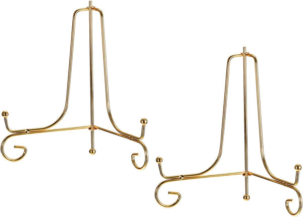 uxcell 2Pcs Iron Plate Stand for Display, 6 Inch Folding Decorative Easel for Photo Picture Frame, Gold