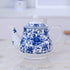 123Arts Ceramic Teapot, Blue and White Tea Pot for Home Office, 13 Oz