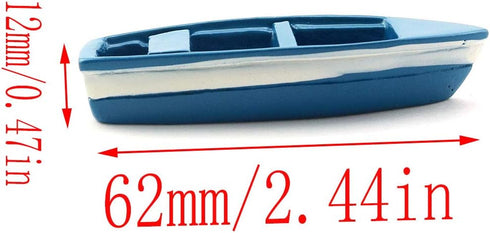 LQ Industrial Lovely Miniature Blue Rowboat Little Plastic Boat Canoe Model with Oars for Miniature Gardens Doll House