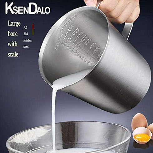 KSENDALO 16oz/2Cup SUS304 Stainless Steel Measuring Cup - Precision Engraved Markings for Kitchen