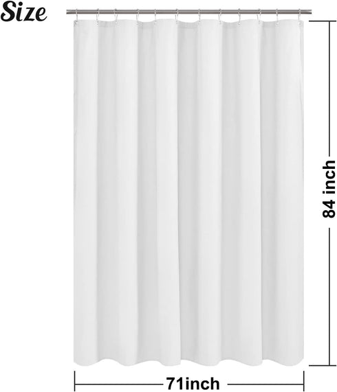 Mrs Awesome Embossed Microfiber Extra Long Shower Curtain Liner, 71 x 84 inches, Soft Fabric, Washable, White