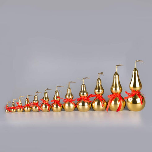 BRABUD Chinese Feng Shui Alloy Gourd Statue, Gold Wu Lou Figurine for Good Luck Wealth Home Decoration (6.3'') ZD081