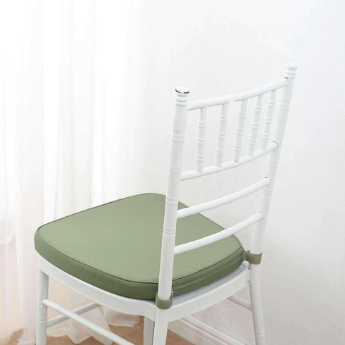 2" Efavormart Dusty Sage Green Chiavari Chair Pad, Memory Foam Seat Cushion with Ties and Removable Cover Thick