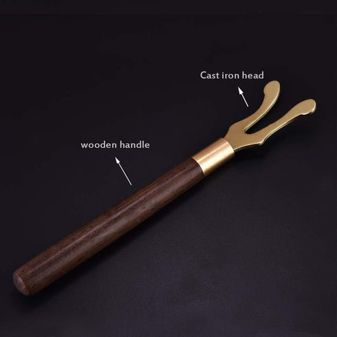 Heat Insulation Teapot Lid Clip with Wooden Handle, Tea Kettle Cover Fork for Cast Iron Japanese Kettle Tetsubin