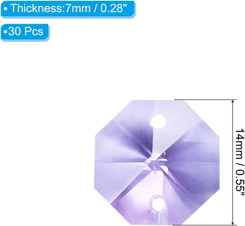 K9 2 30 Pack 14mm PATIKIL Crystal Octagon Beads Holes Pendants, Chandelier Prisms Parts Ornaments Hanging Beads for DIY