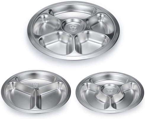 Litewoo Stainless Steel Round Divided Plate - 4 Sections
