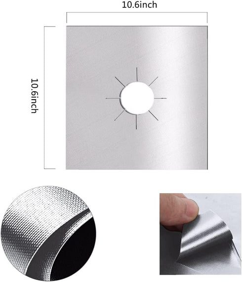 XZSUN Gas Stove Burner Covers 10 Pack - 0.2mm Double Thickness Reusable Protectors for Kitchen & Cooking (Silver)
