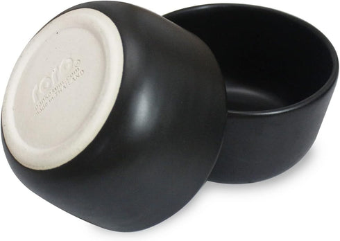 roro Handmade Ceramic Stoneware Matte Black Stoneware Fruit Salad and Miso Soup Bowls, 16 ounce (4.5 Inch Wide Bowl), Set of 2 by roro