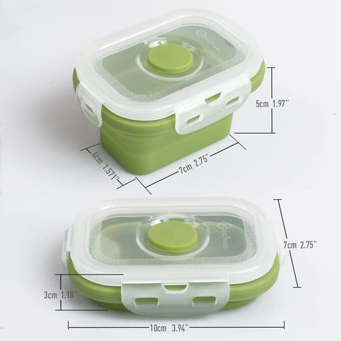 Collapsible Silicone Food Storage Container, Portion Control with Clip-on Lid, Pack of 4