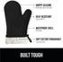 GORILLA GRIP BPA-Free Soft Silicone Oven Mitts, 14.5x8.3, Heat Resistant Cooking Gloves, Set of 2, Black