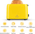 iSiLER 2 Slice Toaster, 1.3 Inches Wide Slot Bagel Toaster with 7 Shade Settings and Double Side Baking, Compact Bread Toaster with Removable Crumb Tray, Defrost Cancel Function Yellow by ISILER