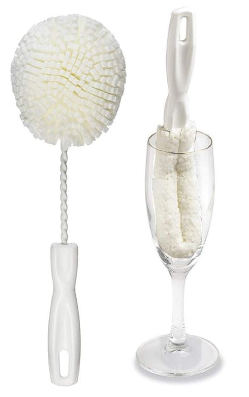 Premium Wine Glass Cleaning Brush Set of 2, Non-Scratch Cleaner for Crystal Stemware and Goblets
