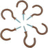 Cup Ceiling Hooks, Medium Size Vinyl Coated Screw-in Open Hooks, 50pcs, 1.25 inches, Brown