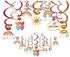 15Ct Rainbow Hanging Swirl Decorations, Sunshine Birthday Party Supplies Fan Decors
