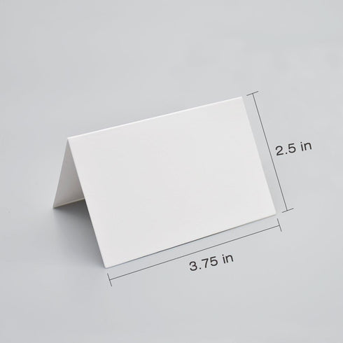AZAZA 50 Pcs White Blank Place Cards - Textured Table Tent Cards for Weddings, 2.5" x 3.75"