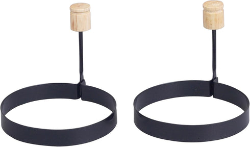 HIC Kitchen Non-Stick Fried and Poached Egg Cooking Rings, Round Shaped, Set of 2, PFOA and BPA Free