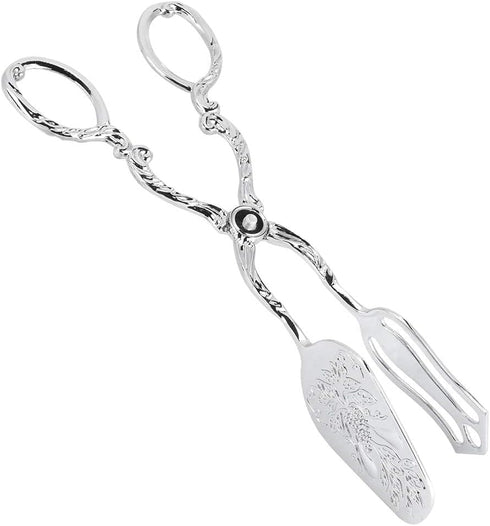 Vintage 9in Salad Tong for Serving, Zinc Alloy Silver Food Serving Tongs, Buffet Catering Clip, 8.5x4.5in