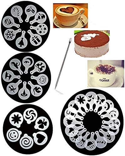 38 Cookie Stencils + Latte Art Pen - Cake Decoration Templates for Coffee & Cappuccino