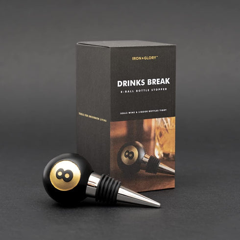 Iron & Glory 8-Ball Wine Stopper, Decorative Reusable Bottle Stopper for Wine, Champagne, Luxury Wine Gifts
