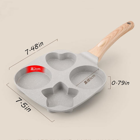4 Cups Egg Pans, Omelette Pan Nonstick, Easy Clean Crepe Pan Egg Mold for Breakfast Sandwiches, 9*1.77*9in, XY20008