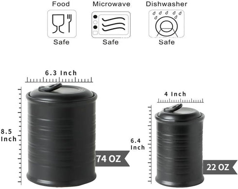 Set 2 74/22 OZ Nihow of Ceramic Canisters for The Kitchen: Food Storage Containers with Air Tight Ceramic Lid