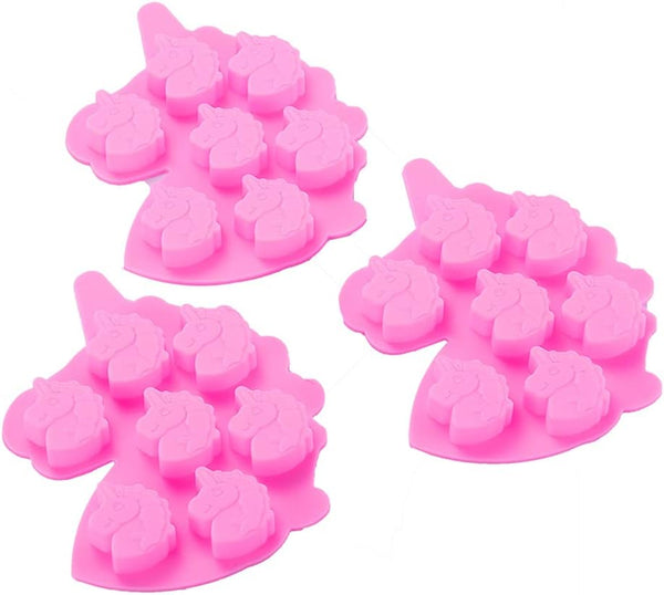 3 Pack Medium Size Unicorn Silicone Chocolate Mold with 7 Cavities for Making Gummy, Candy, Chocolate, Ice Cube, Jelly,