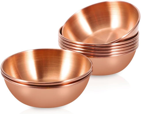 8 Pack 3.5inch Stainless Steel Sauce Dishes, Mini Individual Saucers for Sushi, Dipping, Appetizer Plates, Rose Gold