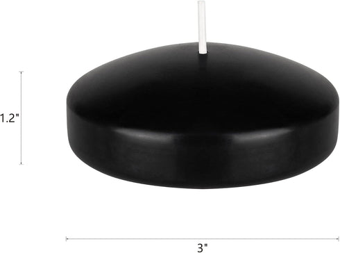 Mega Candles, 12 pcs Unscented Black Floating Candles, Hand Poured Wax, 3 Inch Diameter, Home Décor, Celebrations